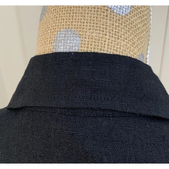 Sweet Jessie Womens  Linen Shacket Button Jacket Black Blazer Lagenlook Large - Picture 8 of 12
